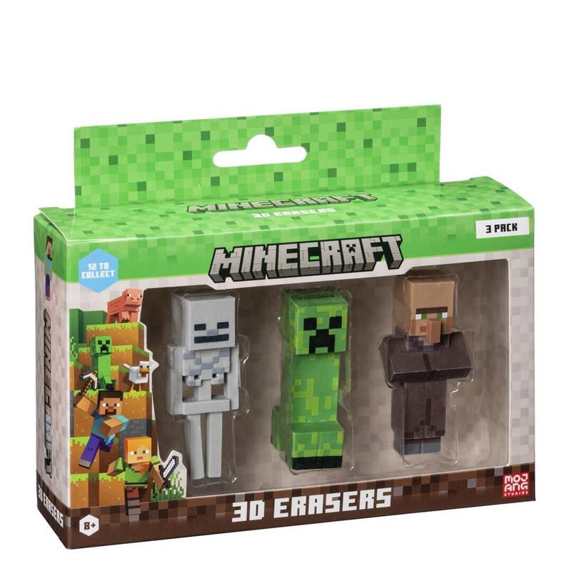 Minecraft 3d Erasers - 3 Pack Ver.D