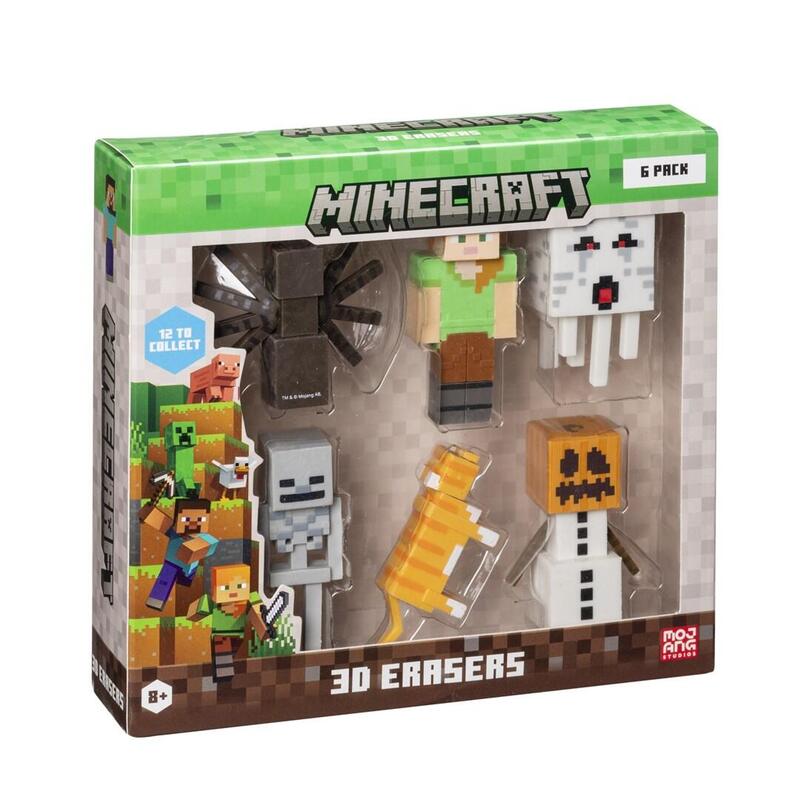Minecraft 3d Erasers - 6 Pack Deluxe Box Ver.B