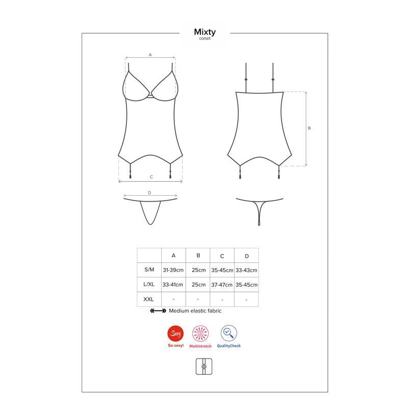 Mixty Corset Y Tanga Negro Talla (Interno):L/Xl