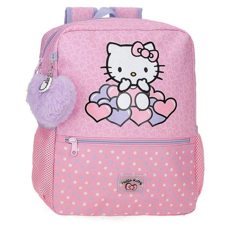 Mochila Hearts Dots Hello Kitty 33cm Adaptable