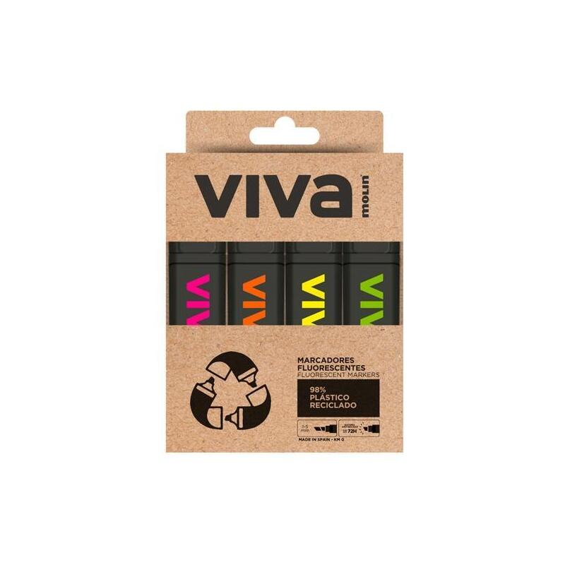 Molin Marcador Fluorescente Viva Eco C/Surtidos Estuche 4 Ud