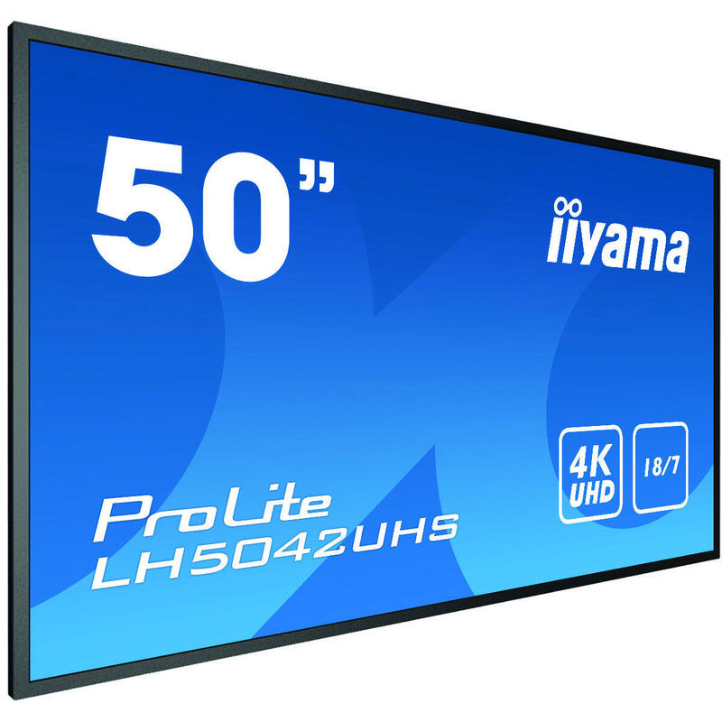 Monitor Iiyama Lh5042uhs-B3 Pantalla De Señalización Pizarra De Caballete Digital 125,7 Cm (49.5") Va 4k Ultra Hd Negro Android 8.0