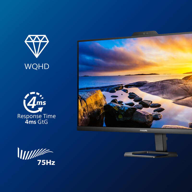 Monitor Profesional Philips 27e1n5600he 27' Qhd Webcam Multimedia Negro