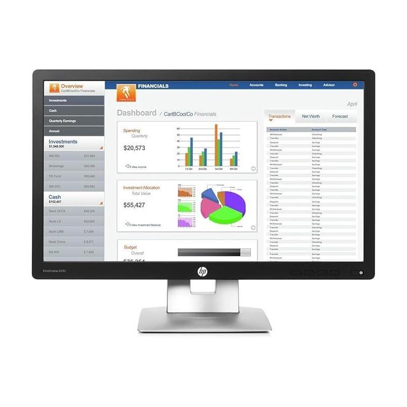 Monitor Reacondicionado 23" Hp E232 Led Ips 16:9  - (1920x1080)/Ha/Ti/Sw/Pi/Vga/Dp/Hdmi/Hdcp 1 Año De Garantia