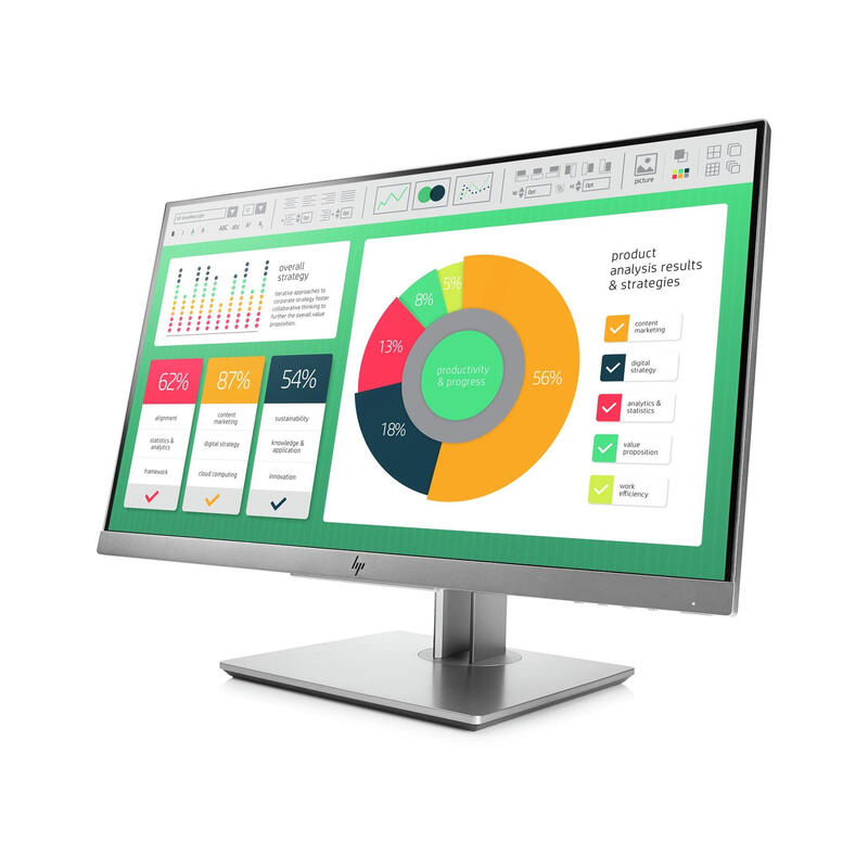 Monitor Reacondicionado Hp 21.5" Elitedisplay E223, Full Hd ,Hdmi, Vga, Displayport, 2 Usb, Plata, Negro 1 Año De Garantia