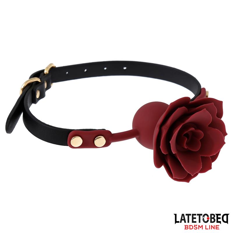 Mordaza Bola Silicona Transpitable Adorno Rosa Ajustable 47-56 Cm