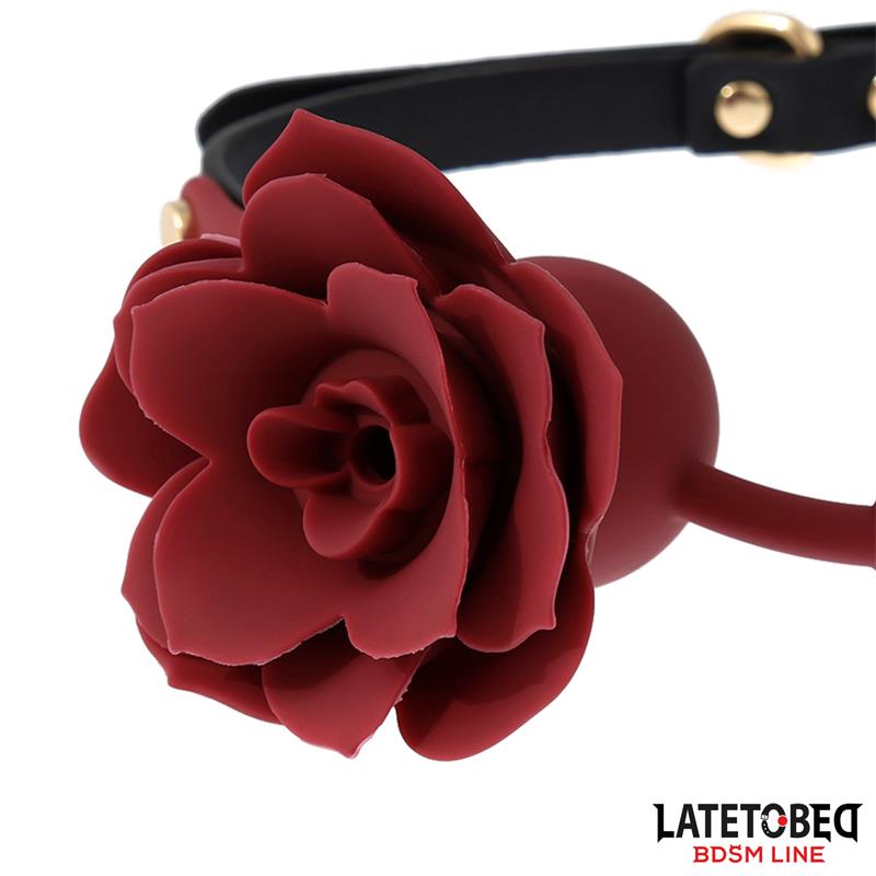 Mordaza Bola Silicona Transpitable Adorno Rosa Ajustable 47-56 Cm