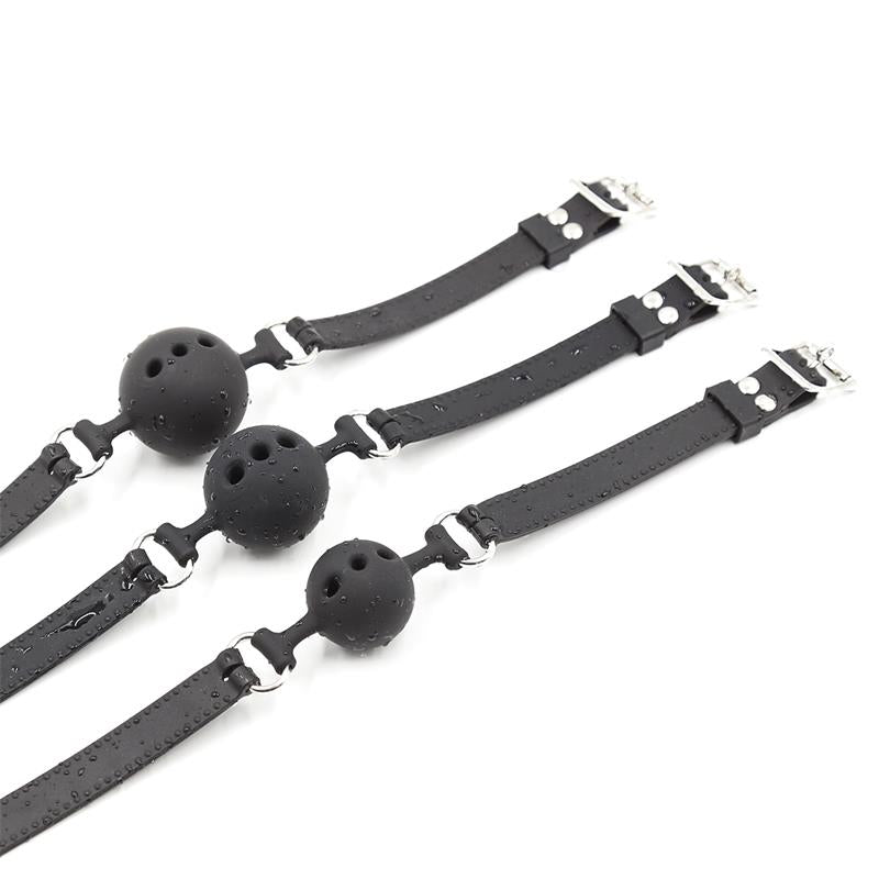 Mordaza De Bola Transpirable Silicona 4 Cm Talla S Negro