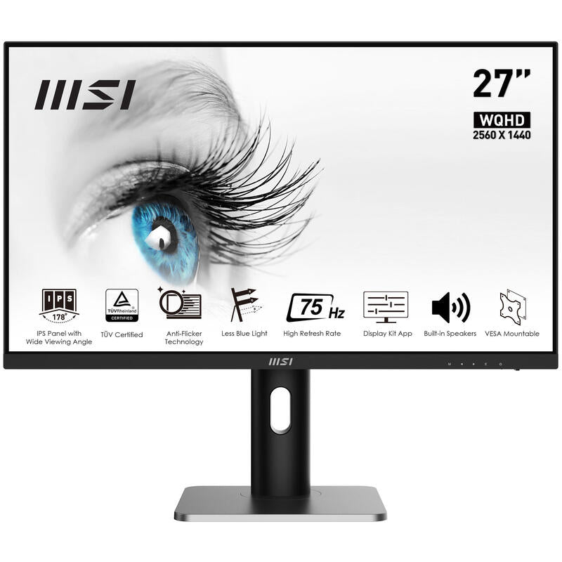 Msi Pro Mp273qp Monitor Led 27" 2560 X 1440 Wqhd @ 75 Hz Ips 1000:1 1 Ms 2xhdmi Displayport Altavoces