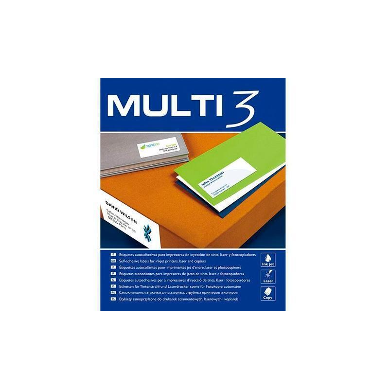 Multi-3 Etiquetas Adhesivas 70x25,4mm Inkjet/Láser C/Rectos 33 X 500h Blanco