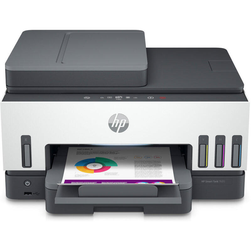 Multifunción Recargable Hp Smart Tank 7605 Wifi Fax Dúplex Blanca