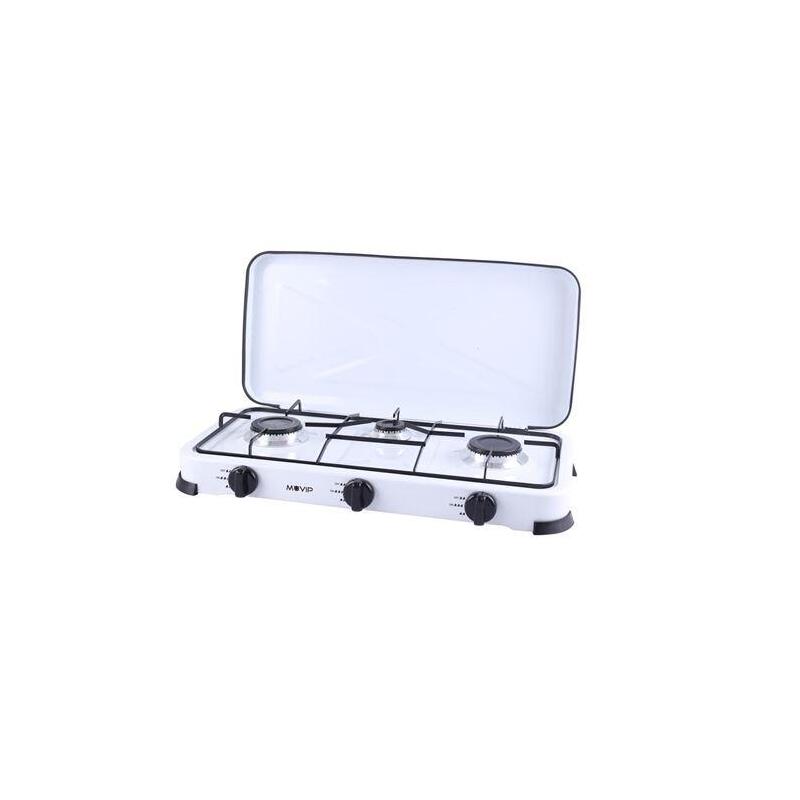 Muvip Cocina De Gas 3 Fuegos - Encendido Manual - Rejillas Extraibles - Tapa Protectora