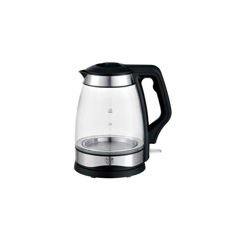 Muvip Hervidor De Agua Cristal Inox 1.7 Litros 2200w - Indicador De Nivel De Agua - Base Giratoria 360º - Color Negro