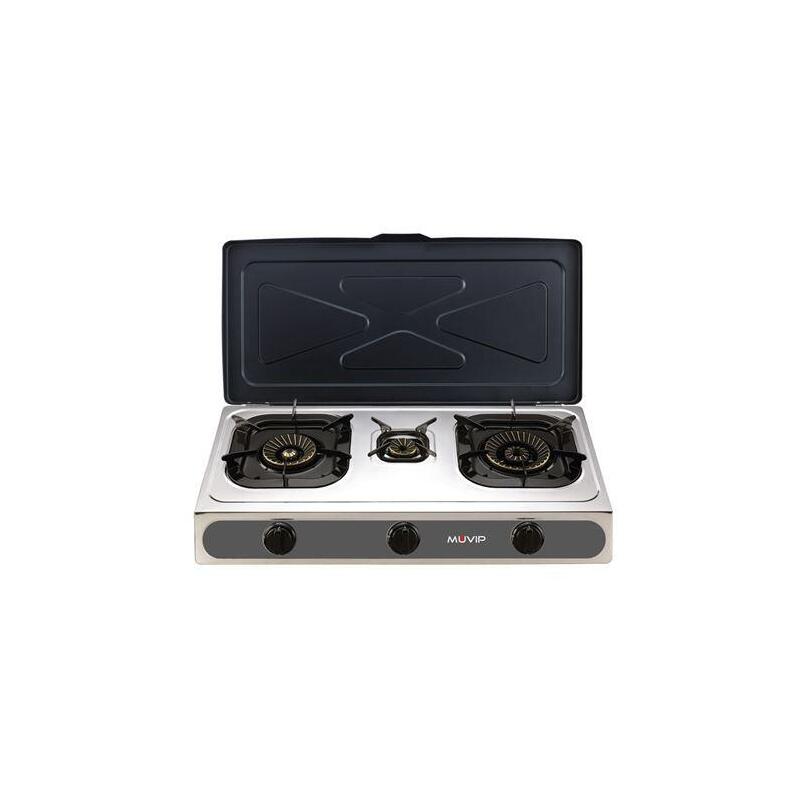 Muvip Parrilla De Acero Inoxidable - Quemador De Hierro Fundido 71x37x12.3 Cm - Plateado