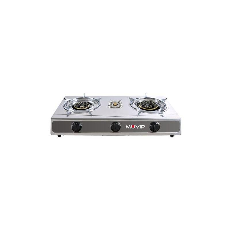 Muvip Serie Strong Cocina De Gas Inox 3 Fuegos - Encendido Piezoelectrico - Quemador De Hierro Fundido Desmontable