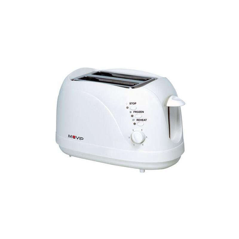 Muvip Tostadora De Pan 750w - Capacidad Para 2 Rebanadas - 6 Niveles De Tostado - Funcion Calentar, Descongelacion Y Recalentar - Parada Automatica Y Manual