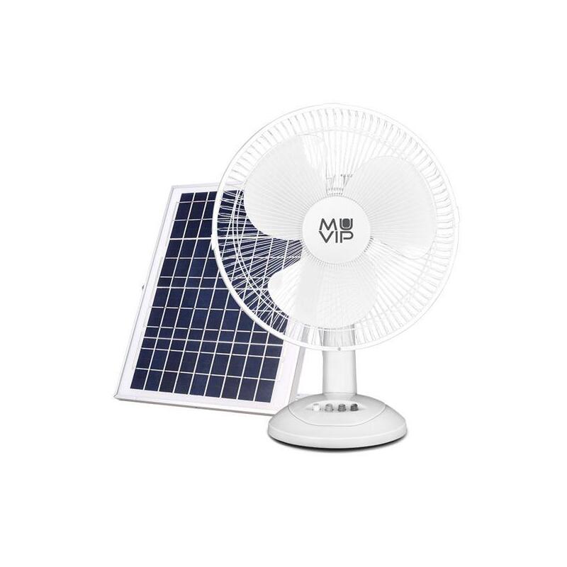 Muvip Ventilador De Sobremesa Solar - 15w - 3 Velocidades - Bateria De 8800mah - Blanco