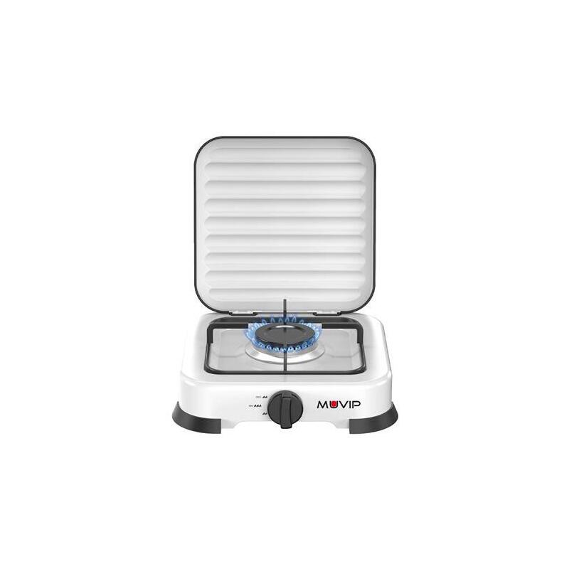 Muvip Vulcano Cocina De Gas Con 1 Fuego - Tapa Protectora - Patas De Goma - Superficie Esmaltada - Quemador Extraible -