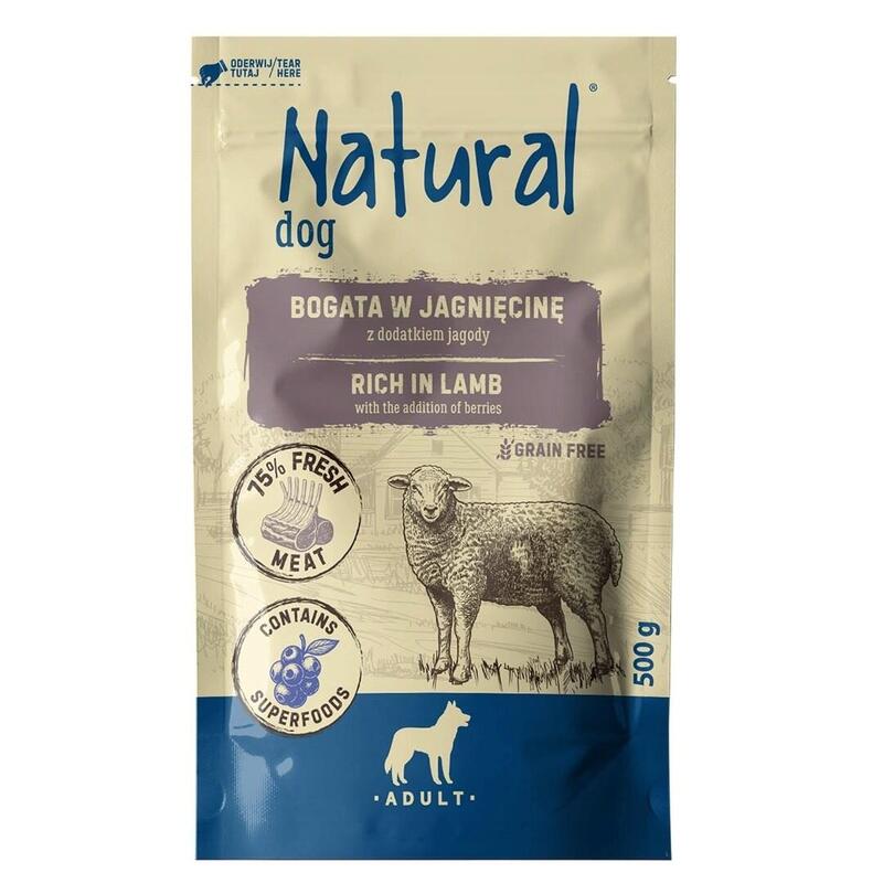 Natural Cordero Z Dodatkiem Bayas Comida Húmeda Para Perros 500g