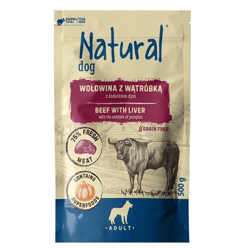 Natural Ternera Z Watróbka Z Dodatkiem Dyni Comida Húmeda Para Perros 500g