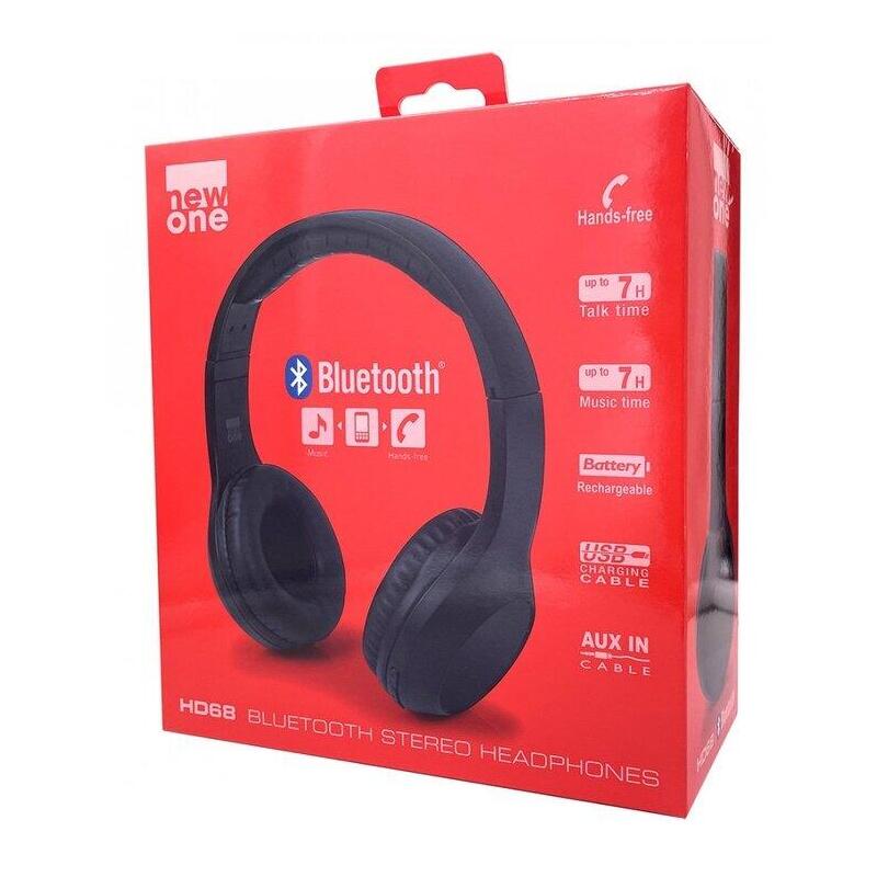 New One Hd 68 Auriculares Bluetooth, Negro
