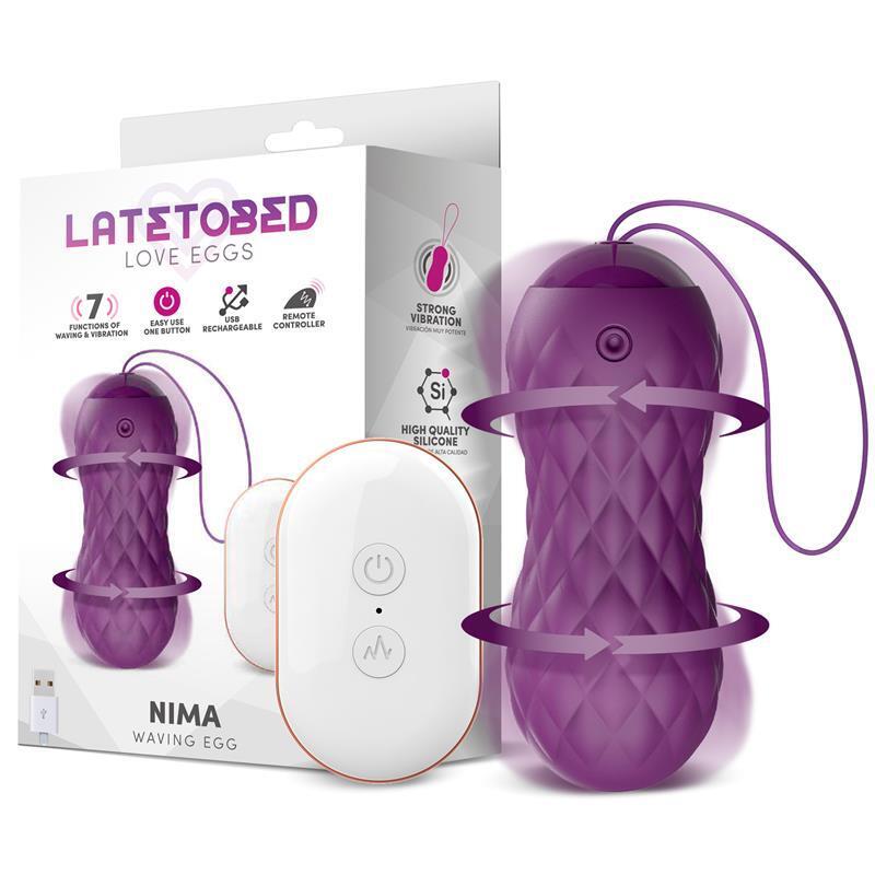 Nima Huevo Vibrador Con Movimiento Wave Control Remoto Usb Silicona Púrpura