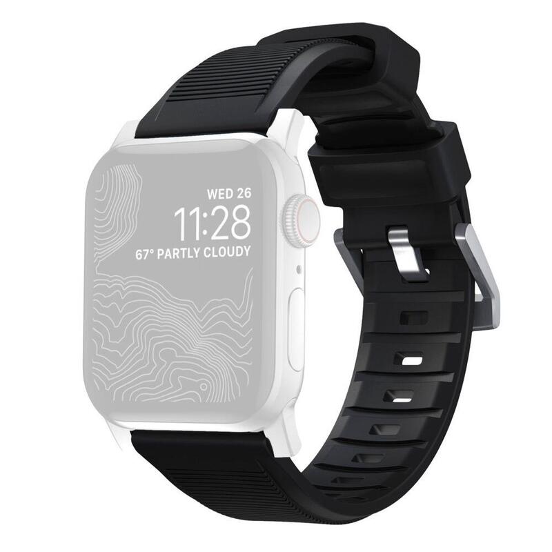 Nomad Rugged Strap Black Connectoor Silver 42/44/45/49mm