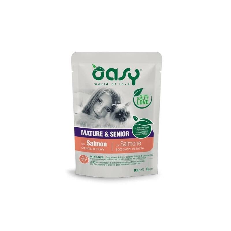 Oasy Chunks In Gravy Mature & Senior Salmon 85gr