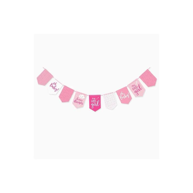 Oh Yeah Guirnalda Baby Shower 9 Piezas 4,2m Cartón Rosa