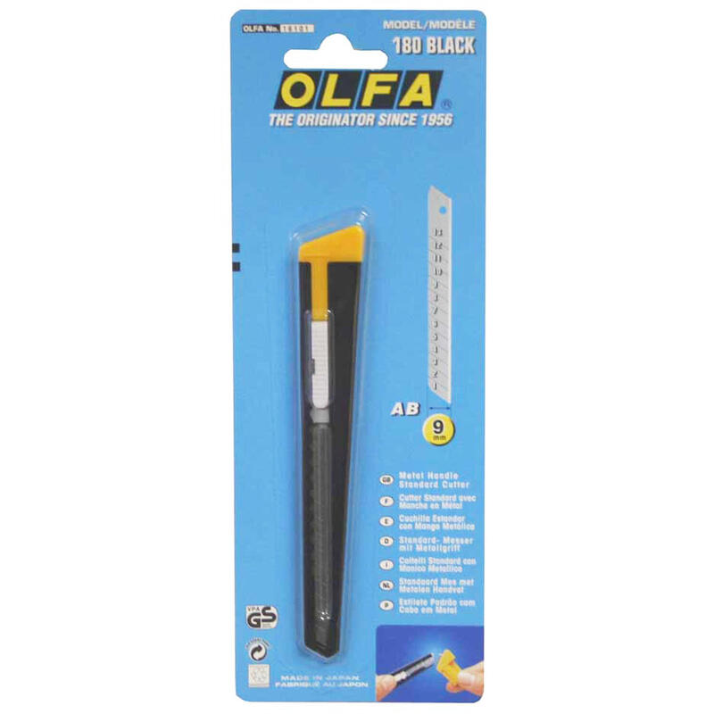 Olfa Cutter Standard 180 / Cuchilla Fracturable De 9 Mm / Sistema Avance Cuchilla Automatico