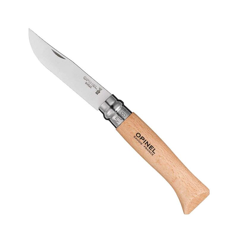 Opinel Navaja De Bolsillo  No. 08 Edelstahlklinge Mit Holzgriff