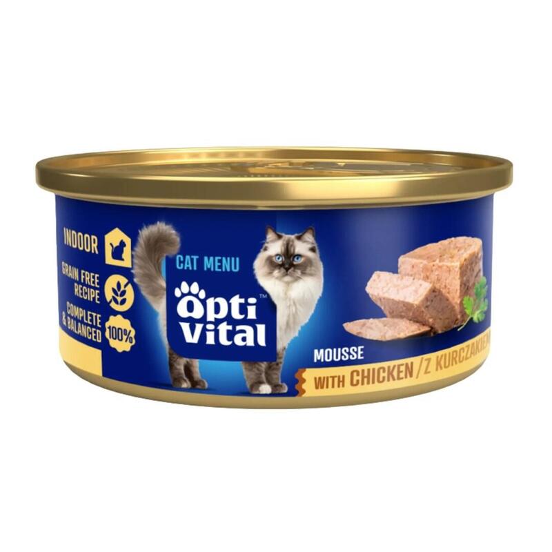 Optivital Mini Can - Mousse Para Gatos Adultos Con Pollo 85g