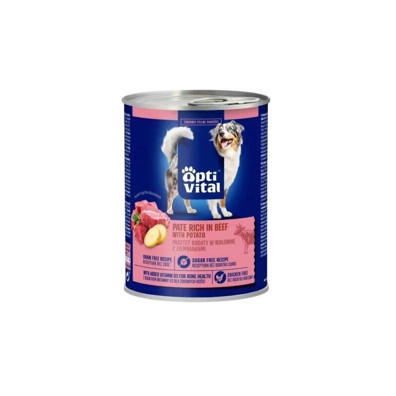 Optivital - Paté Para Perros Adultos Con Carne De Cerdo. Rico En Carne De Res Y Patatas 400 G