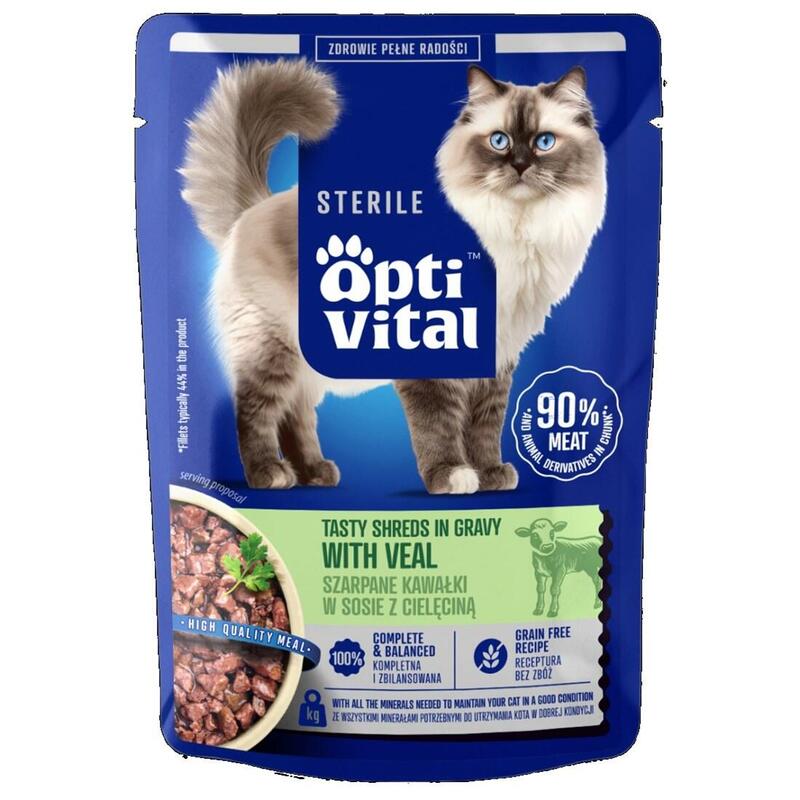 Optivital Piezas Troceadas Para Gatos Esterilizados Con Ternera En Salsa 85g