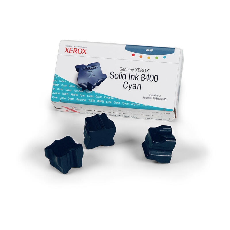 Original Xerox Cartucho Tinta Solida Cian 3 Barras Phaser 8400