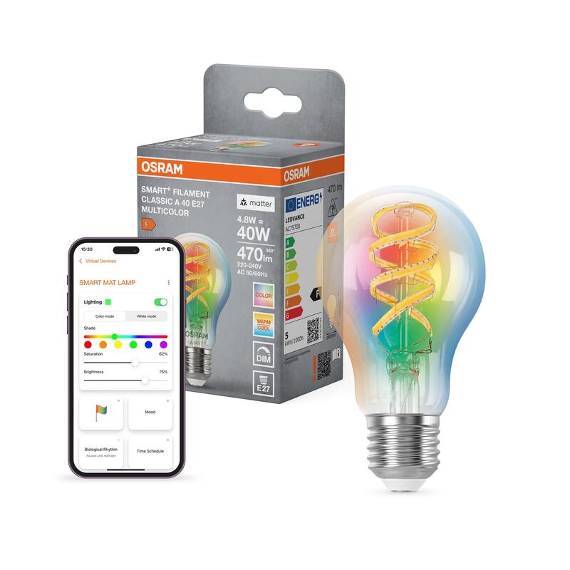 Osram Smart+ Matter Classic A Fil 40 Dim  4,8w Rgbw E27