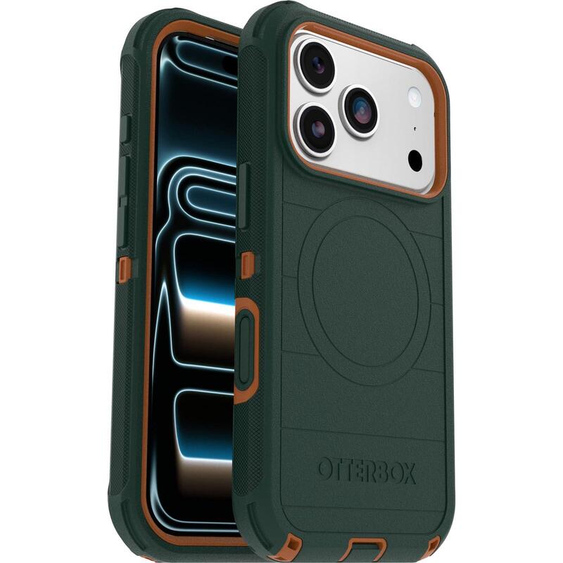 Otterbox Defender Series Pro Carcasa Trasera Para Teléfono Móvil Resistente Compatibilidad Con Magsafe Policarbonato Elastómero Termoplástico (Tpe) Silicona Espuma Viscoelástica Intriga Verde Para Apple Iphone 17 Pro