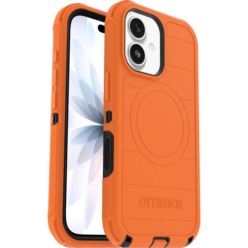 Otterbox Defender Series Pro Carcasa Trasera Para Teléfono Móvil Resistente Compatibilidad Con Magsafe Policarbonato Elastómero Termoplástico (Tpe) Silicona Espuma Viscoelástica Alta Visibilidad (Negro/Naranja) Para Apple Iphone 17