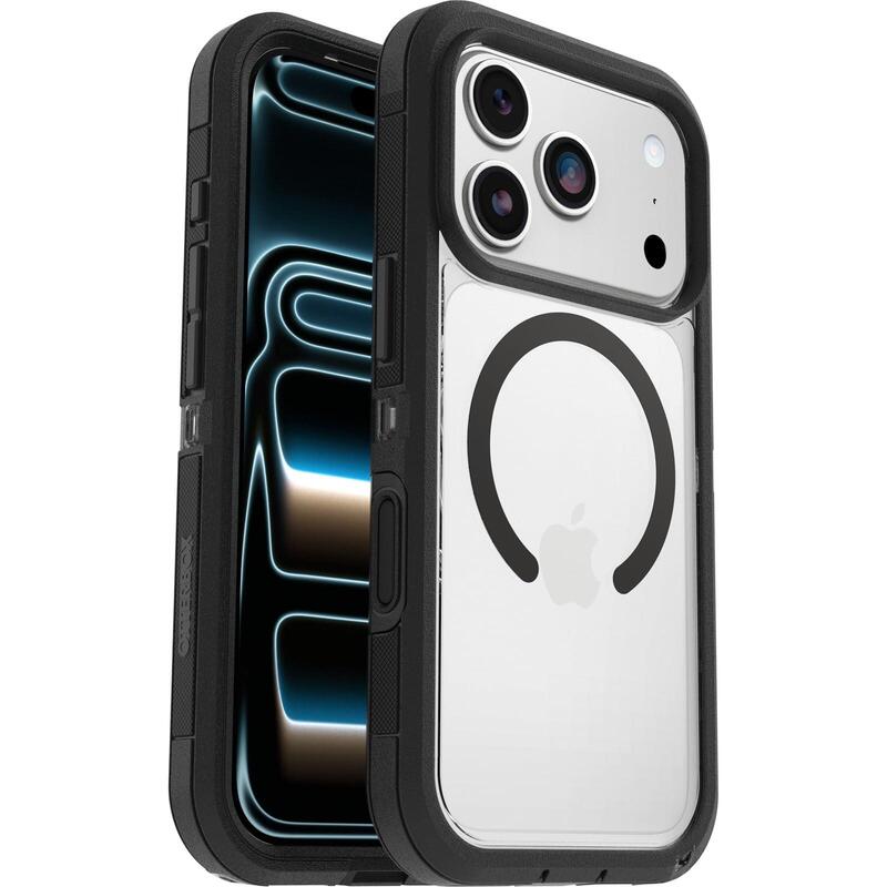 Otterbox Defender Series Pro Xt Carcasa Trasera Para Teléfono Móvil Resistente Imanes Con Control De Cámara Compatibilidad Con Magsafe Capa De Policarbonato Elastómero Termoplástico (Tpe) Lado Oscuro (Transparente/Negro) Para Apple Iphone 1