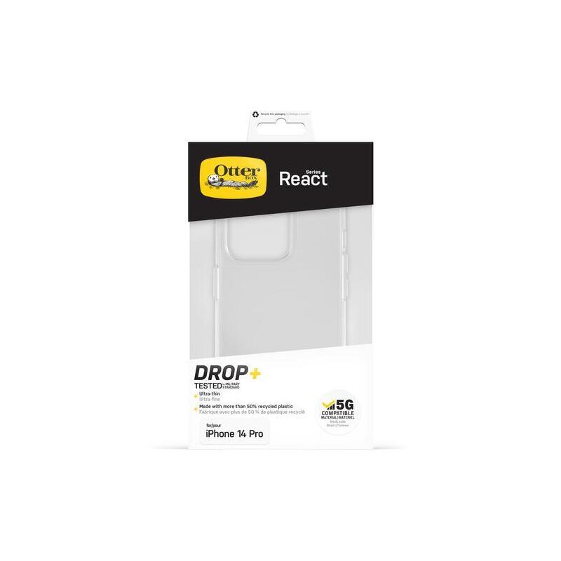 Otterbox React Series Carcasa Trasera Para Telfono Mvil Antimicrobiano Policarbonato, Goma Sinttica Transparente Para Apple Iphone 14 Pro