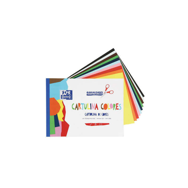 Oxford Bloc Encolado De 10 Cartulinas De Colores Formato A4+ 170gr - Colores Surtidos