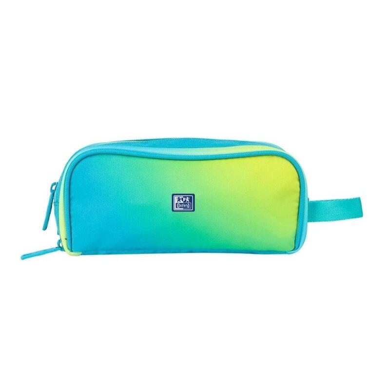 Oxford Gradient Estuche Portatodo - 3 Cremalleras - Asa Lateral - Fabricado En Material Reciclado - Electric Lime