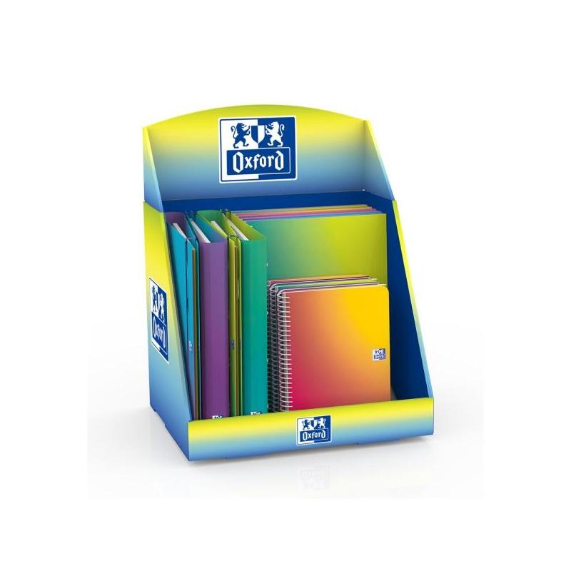 Oxford Gradient Expositor Con 14 Productos - 5 Cuadernos De Espiral A4+ - 5 Cuadernos De Espiral A5+ - 4 Carpetas De