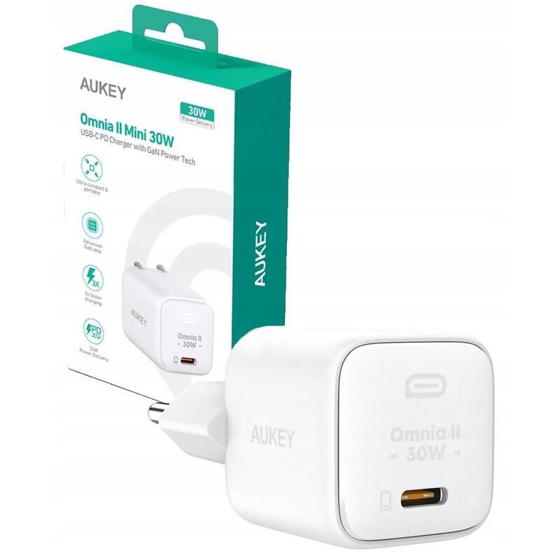 Pa-B1l White Omnia Ii Mini Cargador De Red 1xusb-C Powerdelivery 30w 5a
