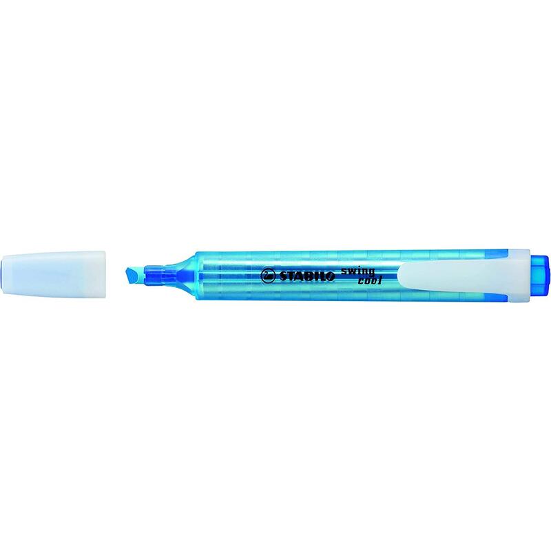 Pack 10 Unidades Stabilo Swing Cool Marcador Fluorescente - Cuerpo Plano - Punta Biselada - Trazo Entre 1 Y 4mm - Tinta Con Base De Agua - Antisecado - Color Azul