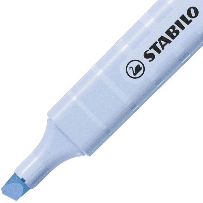 Pack 10 Unidades Stabilo Swing Cool Pastel Marcador Fluorescente - Cuerpo Plano - Punta Biselada - Trazo Entre 1 Y 4mm - Tinta Con Base De Agua - Color Azul Nublado