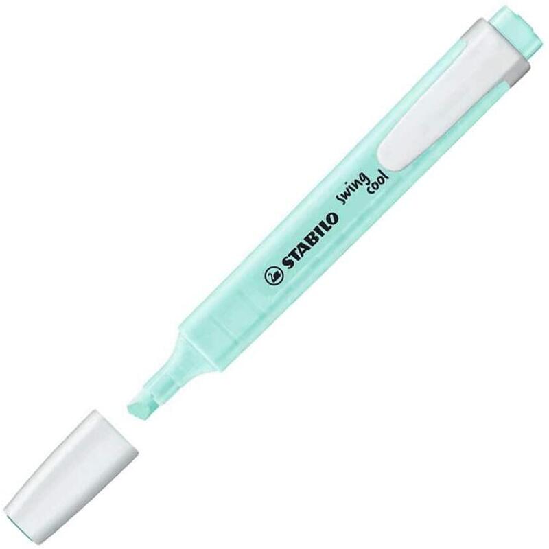 Pack 10 Unidades Stabilo Swing Cool Pastel Marcador Fluorescente - Cuerpo Plano - Punta Biselada - Trazo Entre 1 Y 4mm - Tinta Con Base De Agua - Color Toque De Turquesa