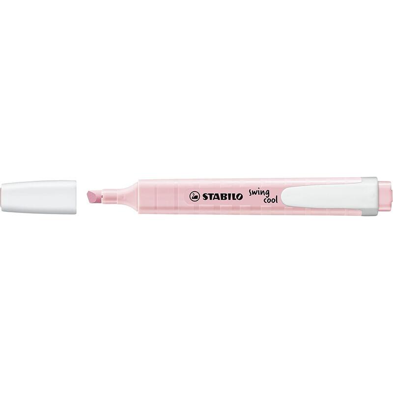 Pack 10 Unidades Stabilo Swing Cool Pastel Marcador Fluorescente - Cuerpo Plano - Punta Biselada - Trazo Entre 1 Y 4mm - Tinta Con Base De Agua - Color Rubor Rosa