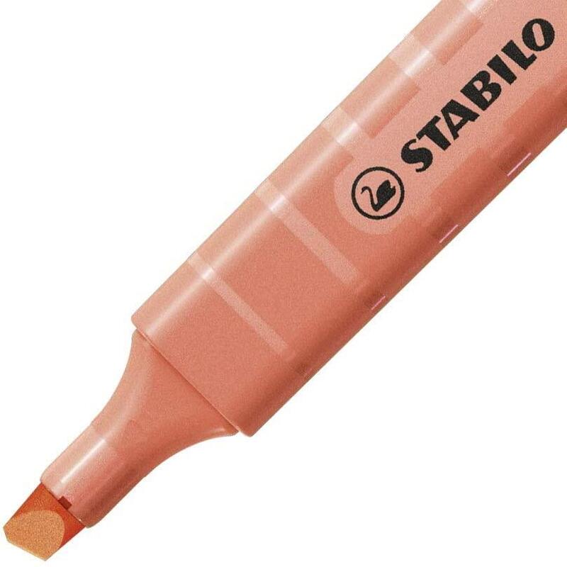 Pack 10 Unidades Stabilo Swing Cool Pastel Marcador Fluorescente - Cuerpo Plano - Punta Biselada - Trazo Entre 1 Y 4mm - Tinta Con Base De Agua - Color Coral Meloso