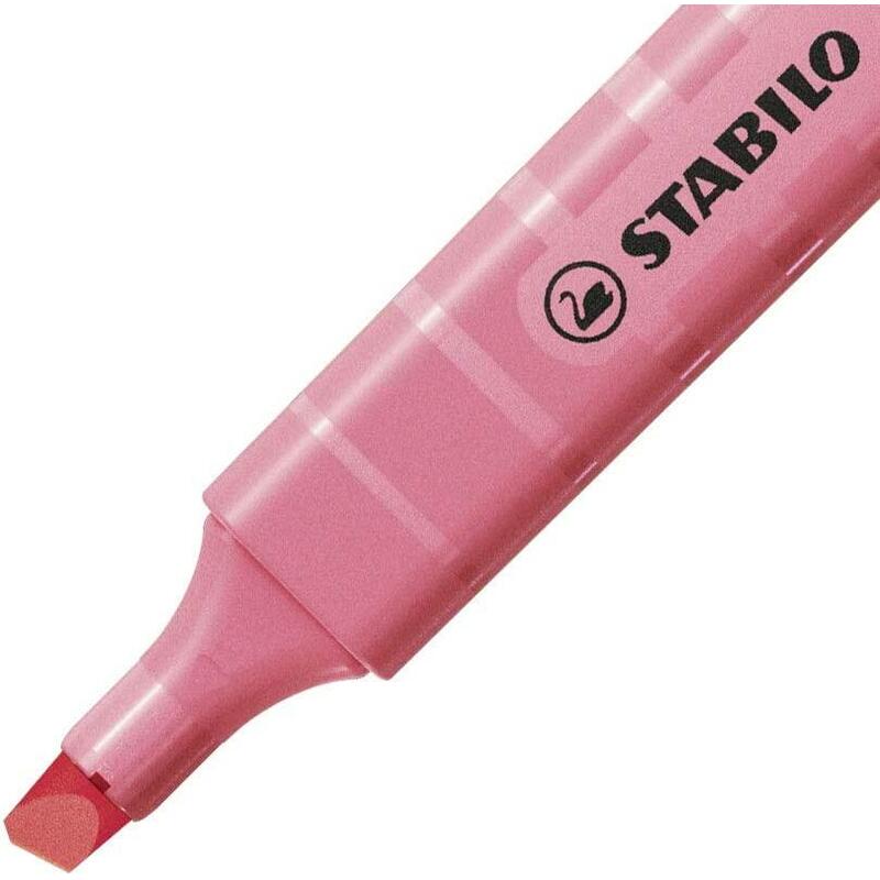 Pack 10 Unidades Stabilo Swing Cool Pastel Marcador Fluorescente - Cuerpo Plano - Punta Biselada - Trazo Entre 1 Y 4mm - Tinta Con Base De Agua - Color Rosa Cerezo En Flor